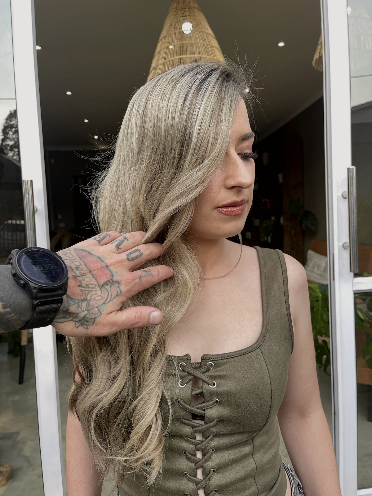 Blonde profile with soft waves